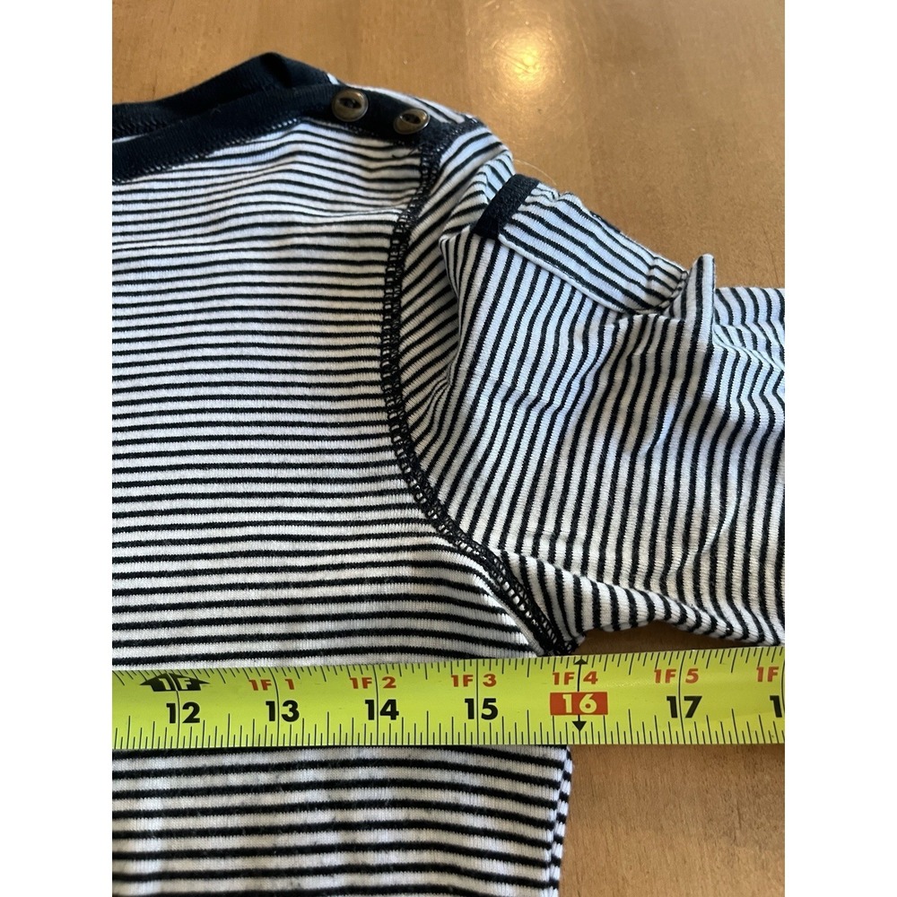 LRL Ralph Lauren Jean Co. Women's Long Sleeve Top Black Striped 3/4 Sleeve Sz M - Picture 8 of 10